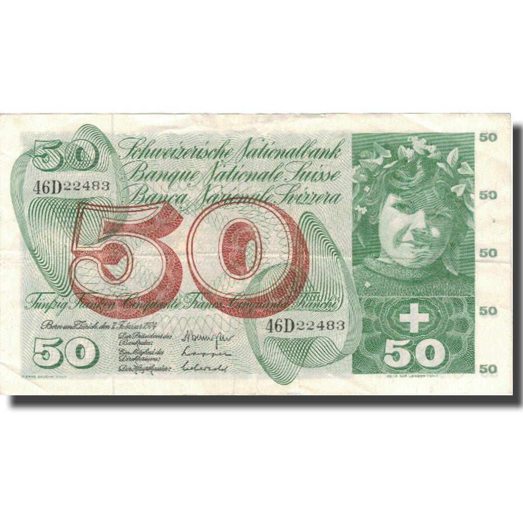 Geldschein, Schweiz, 50 Franken, 1974, 1974-02-07, KM:48n, SS