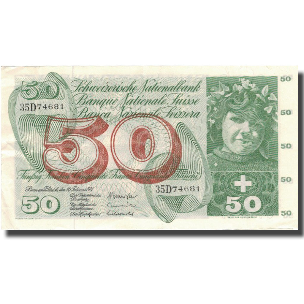 Billet, Suisse, 50 Franken, 1971, 1971-02-10, KM:48k, TTB