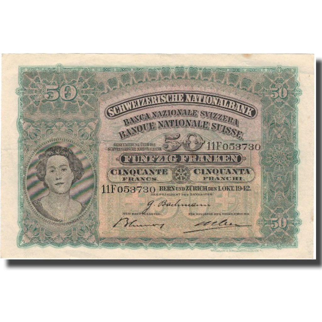 Banconote, Svizzera, 50 Franken, 1942, 1942-10-01, KM:34m, BB
