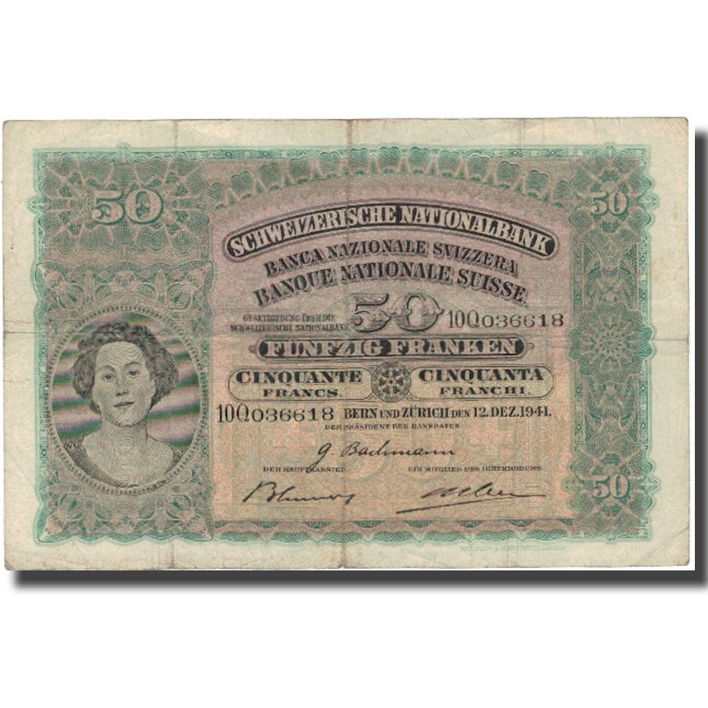 Billet, Suisse, 50 Franken, 1941, 1941-12-12, KM:34l, TB