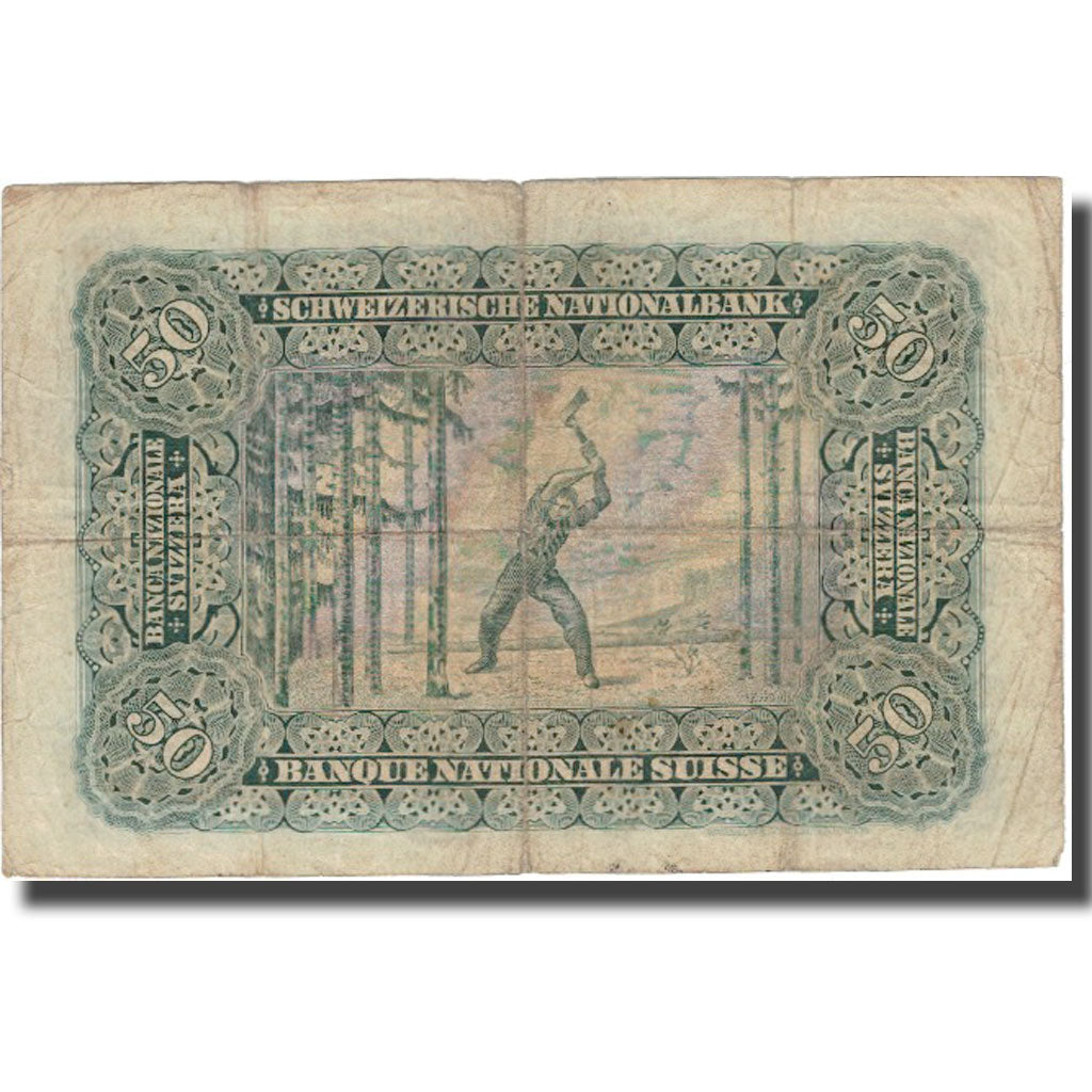 Banconote, Svizzera, 50 Franken, 1937, 1937-08-27, KM:34g, MB