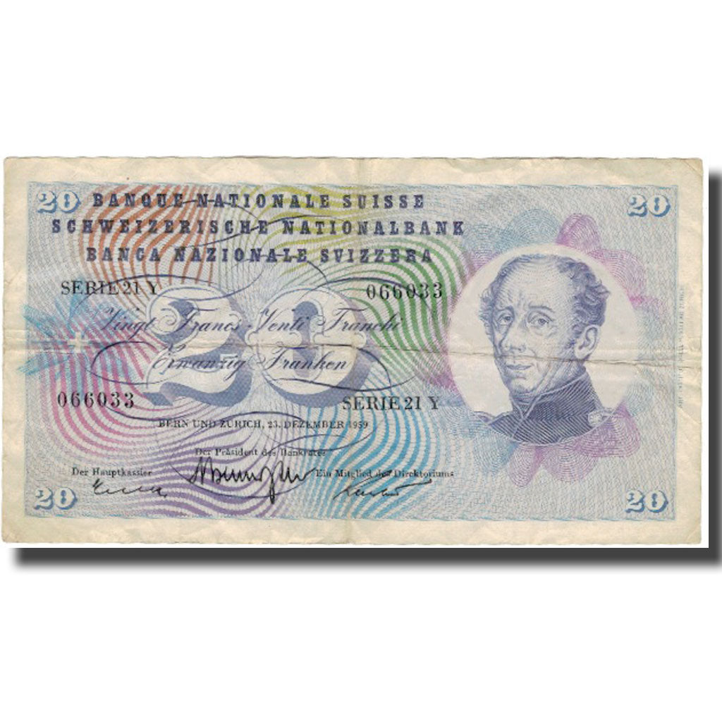 Billet, Suisse, 20 Franken, 1959, 1959-12-23, KM:46g, TB