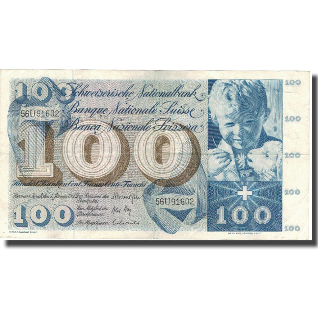 Banknote, Switzerland, 100 Franken, 1967, 1967-01-01, KM:49j, VF(30-35)