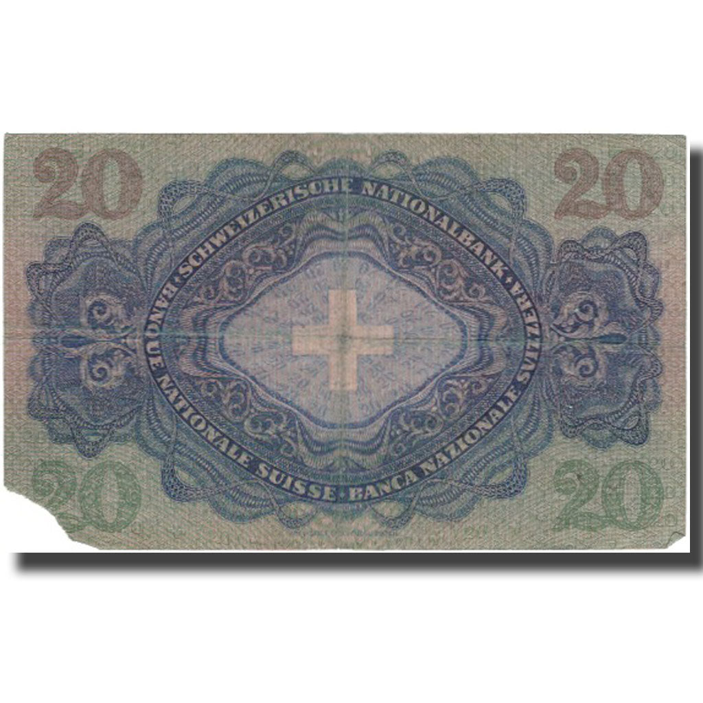 Banknote, Switzerland, 20 Franken, 1946, 1946-08-31, KM:39o, VG(8-10)