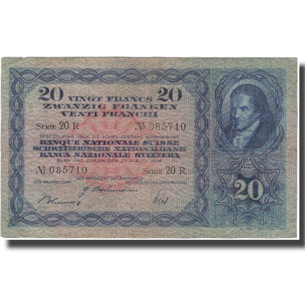 Biljet, Zwitserland, 20 Franken, 1946, 1946-08-31, KM:39o, TB