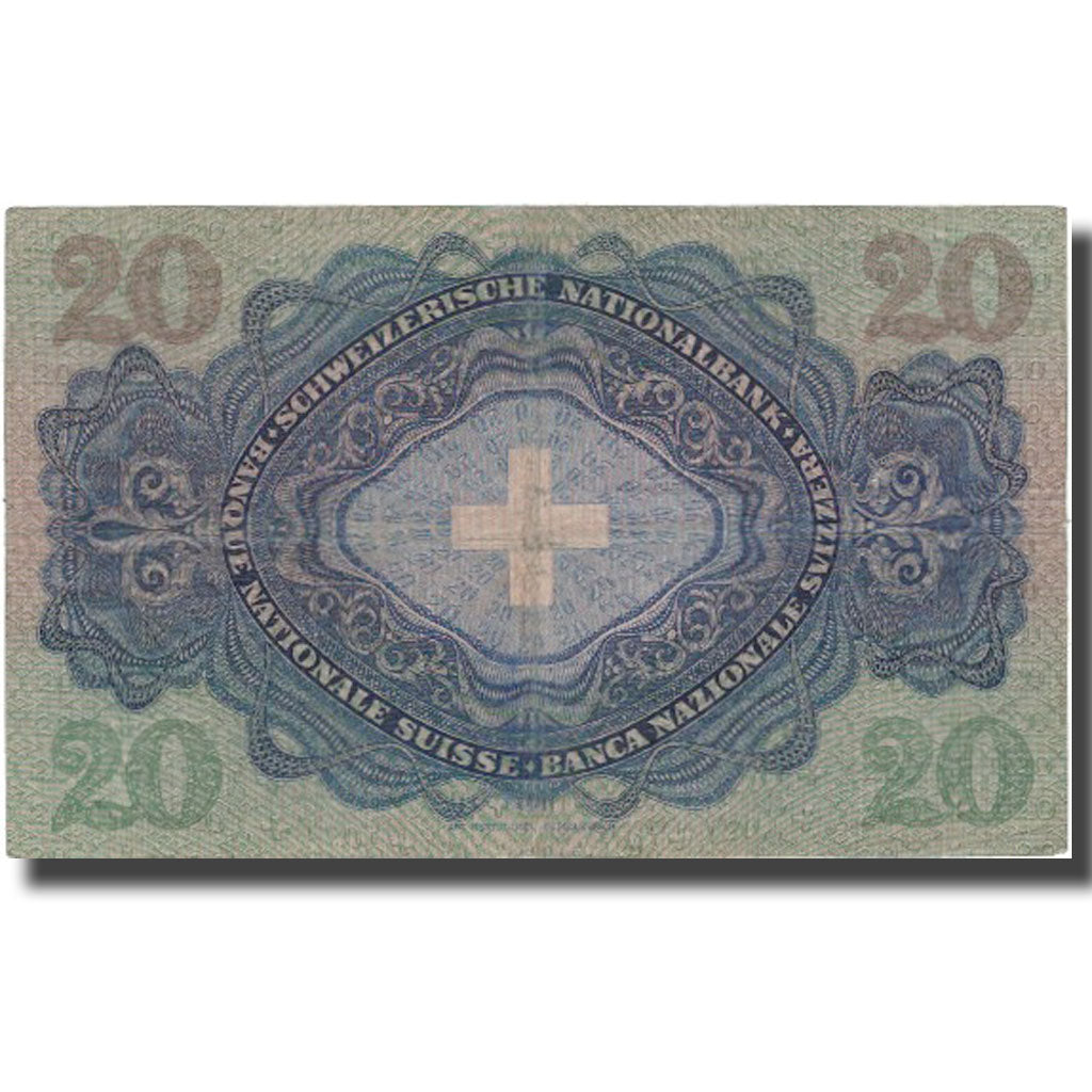 Geldschein, Schweiz, 20 Franken, 1946, 1946-08-31, KM:39o, S+