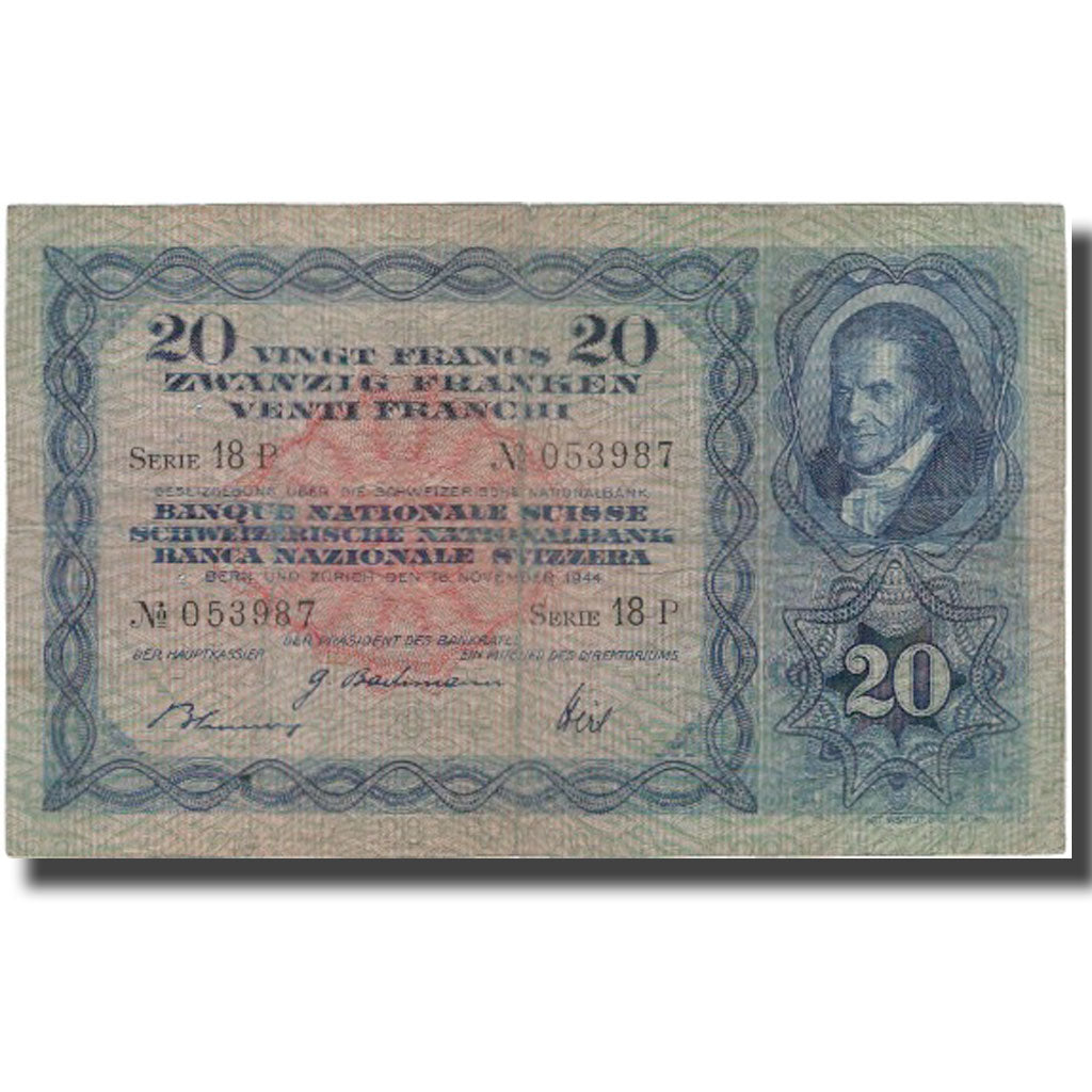 Billet, Suisse, 20 Franken, 1944, 1944-11-16, KM:39n, TB