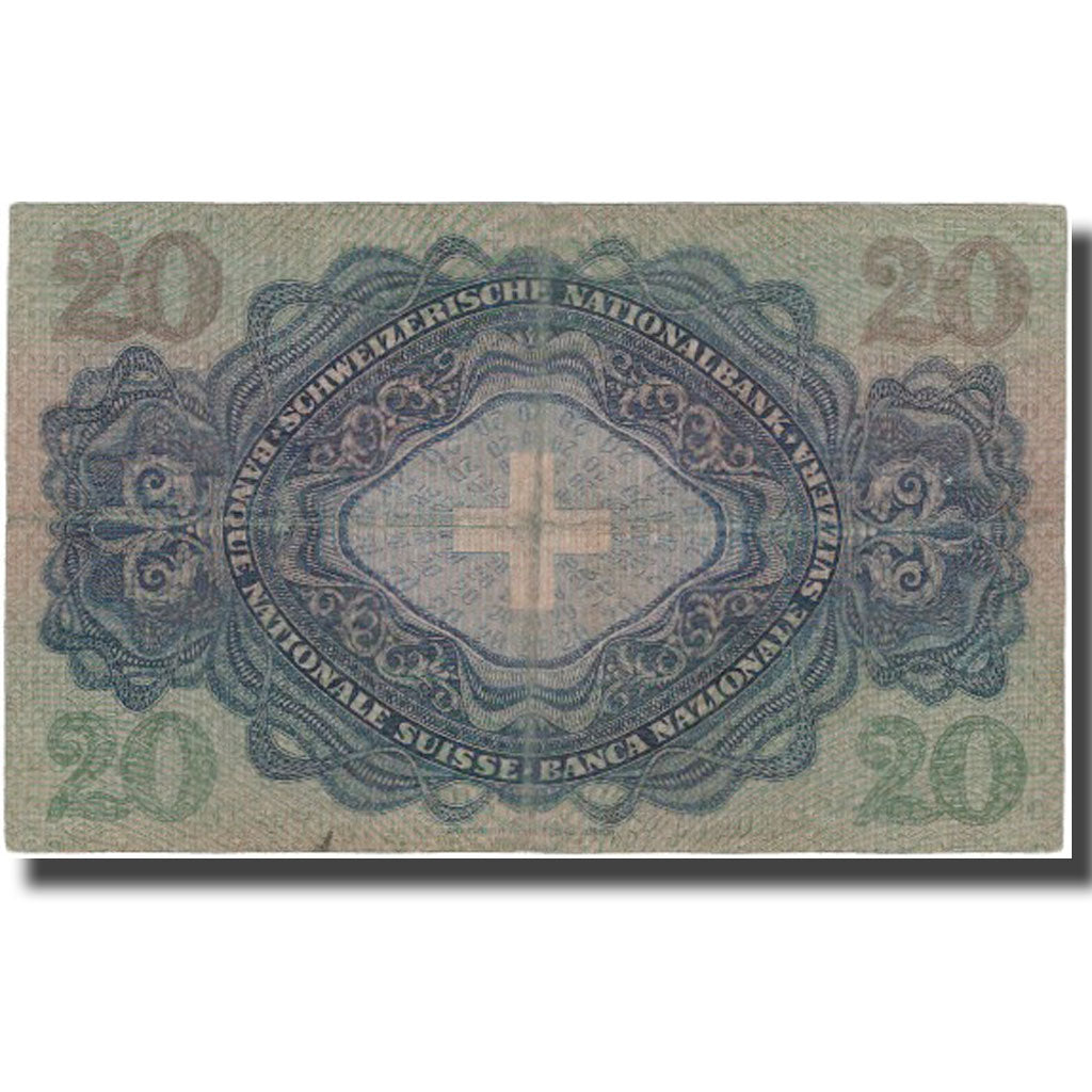 Nota, Suíça, 20 Franken, 1942, 1942-12-04, KM:39l, VF(20-25)