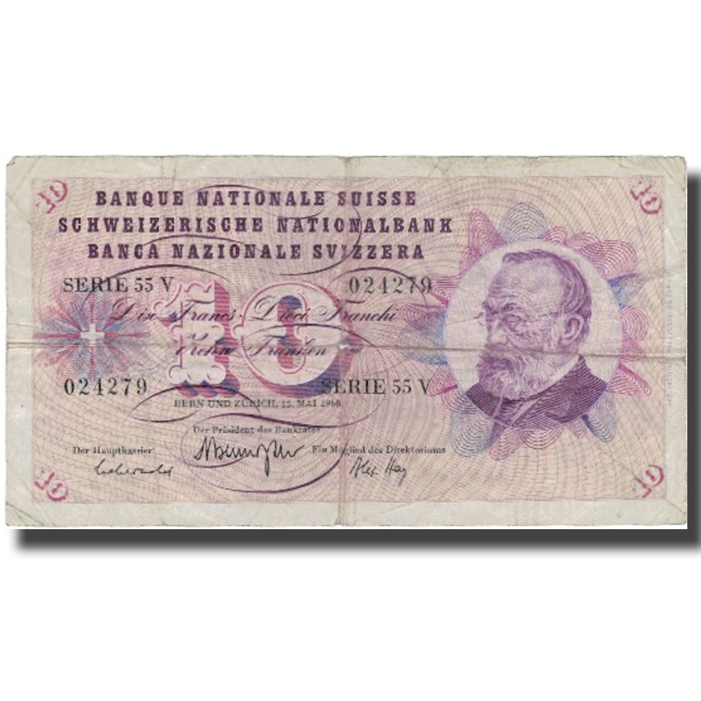 Geldschein, Schweiz, 10 Franken, 1968, 1968-05-15, KM:45n, S
