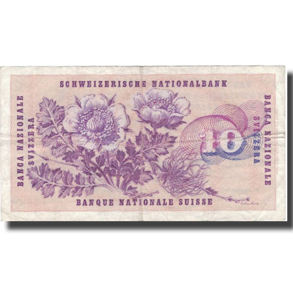 Banknot, Szwajcaria, 10 Franken, 1972, 1972-01-24, KM:45r, VF(30-35)
