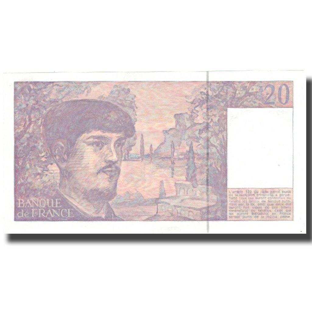France, 20 Francs, Debussy, 1990, 1990, UNC(64), Fayette:66bis1, KM:151d
