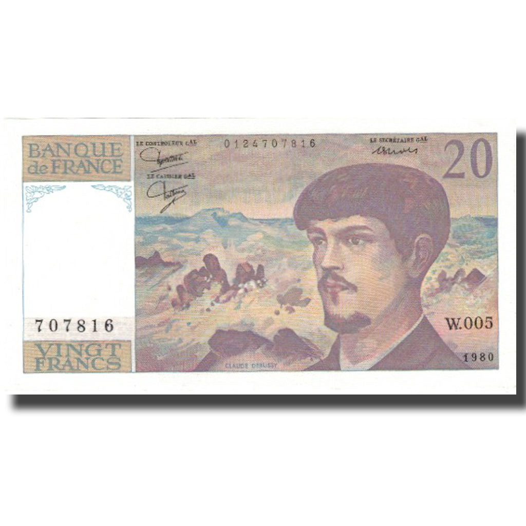 Frankreich, 20 Francs, Debussy, 1980, 1980, UNZ-, Fayette:66.01W5, KM:151a