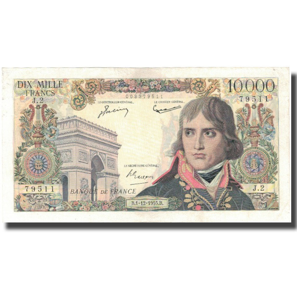 Francja, 10,000 Francs, Bonaparte, 1955, 1955-12-01, AU(50-53), Fayette:51.1