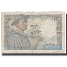 Francja, 10 Francs, Mineur, 1945, 1945-04-26, VF(20-25), Fayette:8.14, KM:99b