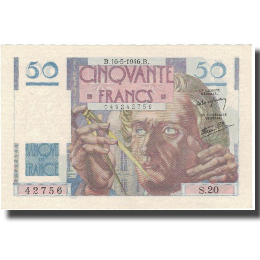 Francia, 50 Francs, Le Verrier, 1946, 1946-05-16, SPL+, Fayette:20.4, KM:127b