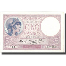 France, 5 Francs, Violet, 1940, 1940-12-12, UNC(64), Fayette:4.17, KM:83