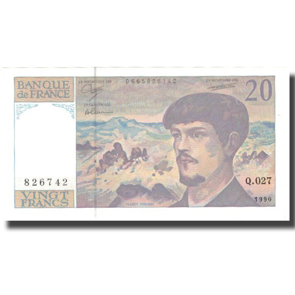 France, 20 Francs, Debussy, 1990, 1990, UNC(64), Fayette:66bis.3, KM:151d