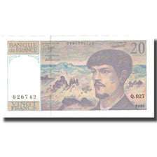 Francia, 20 Francs, Debussy, 1990, 1990, SC+, Fayette:66bis.3, KM:151d