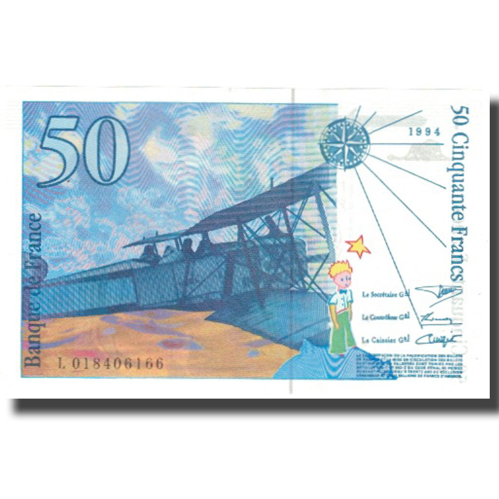 France, 50 Francs, St Exupéry, 1994, 1994, SPL+, Fayette:73.1b, KM:157Ab