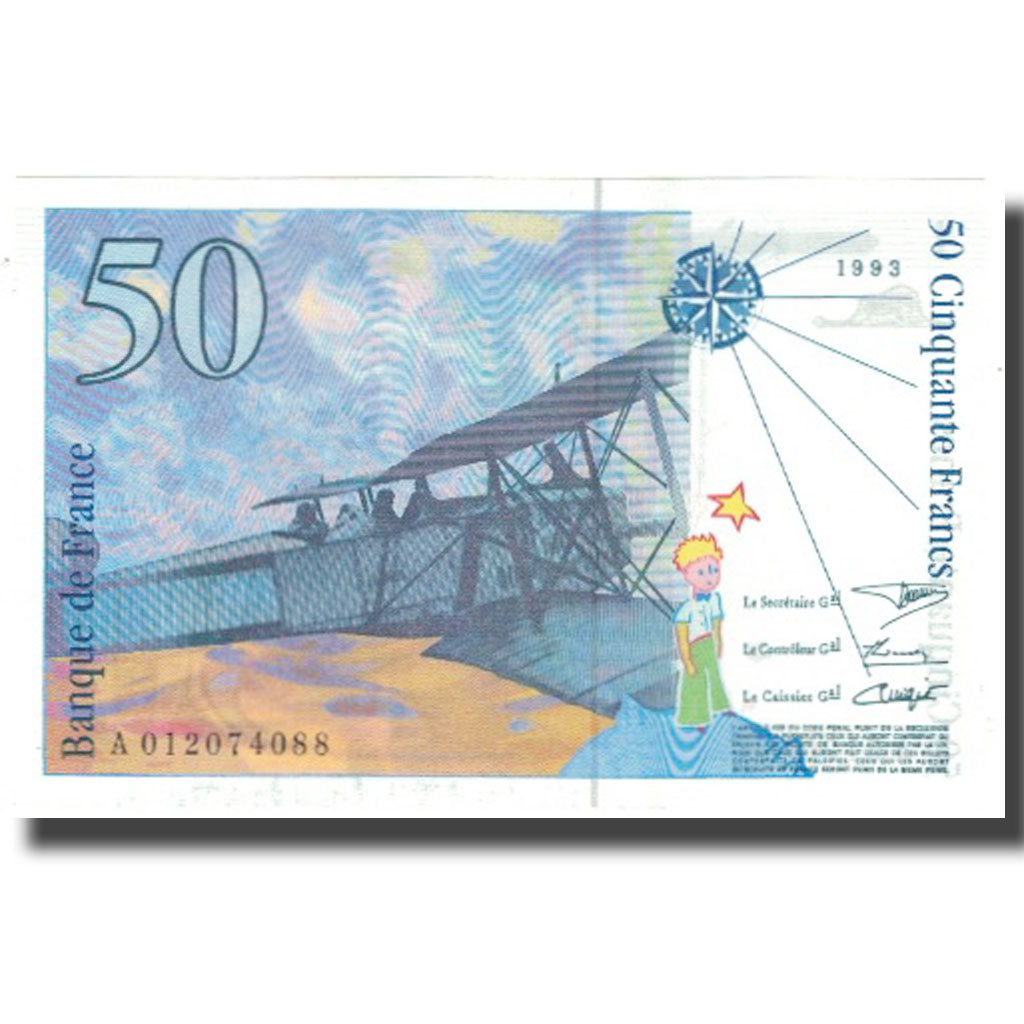 France, 50 Francs, St Exupéry, 1993, 1993, UNC(64), Fayette:72.2, KM:157Aa