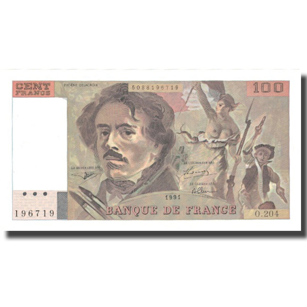 Frankreich, 100 Francs, Delacroix, 1991, 1991, UNZ, Fayette:69bis.4b, KM:154f