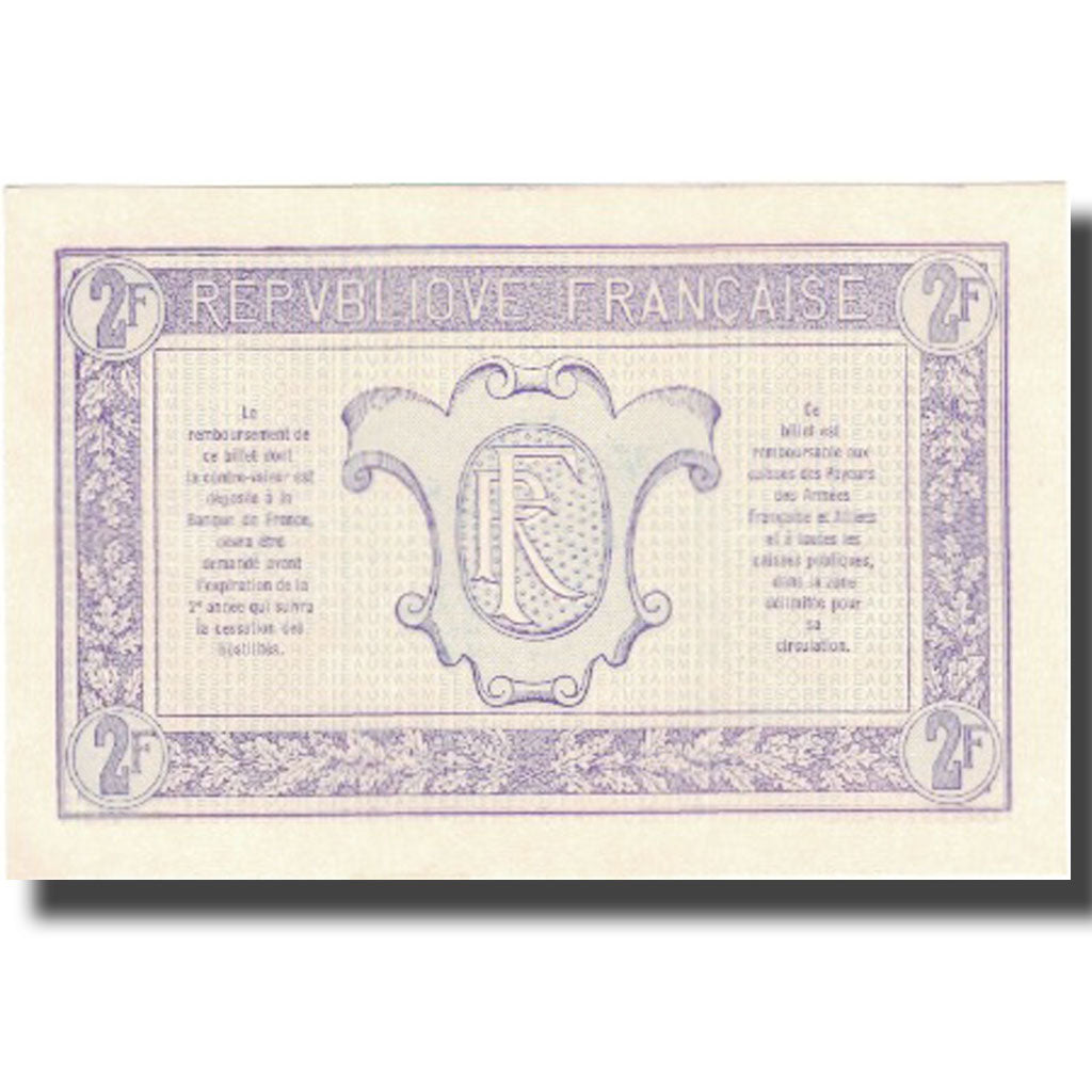 França, 2 Francs, 1917-1919 Army Treasury, 1917, 1917, UNC(64), Fayette:VF5.4