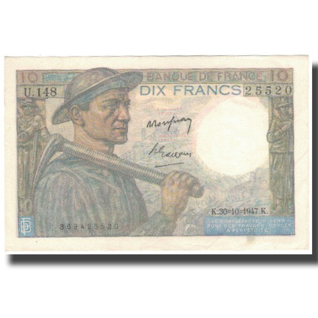 Frankrijk, 10 Francs, Mineur, 1947, 1947-10-30, SUP+, Fayette:8.18, KM:99f