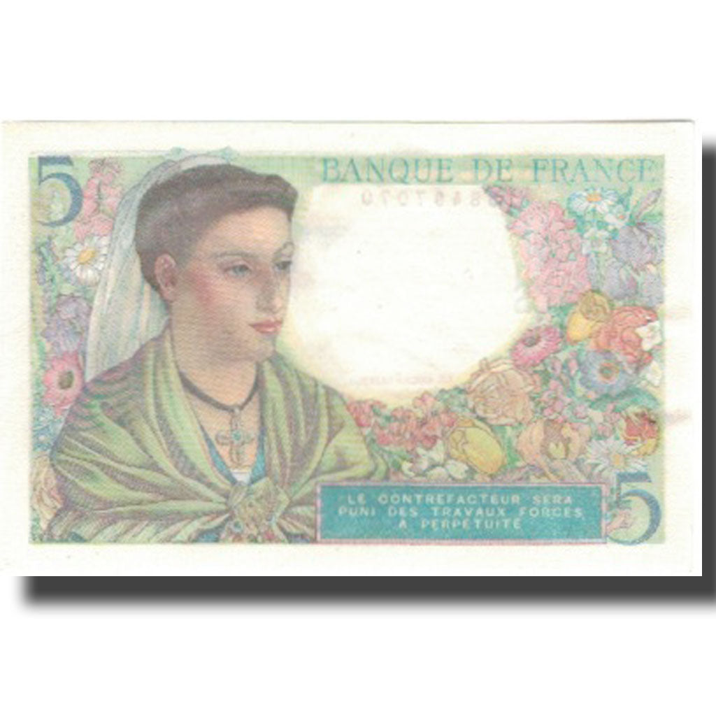 France, 5 Francs, Berger, 1943, 1943-08-05, UNC(63), Fayette:5.3, KM:98a