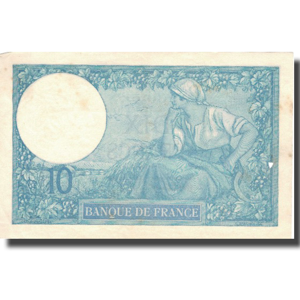 Francja, 10 Francs, Minerve, 1916, 1916-07-04, EF(40-45), Fayette:6.1, KM:73a