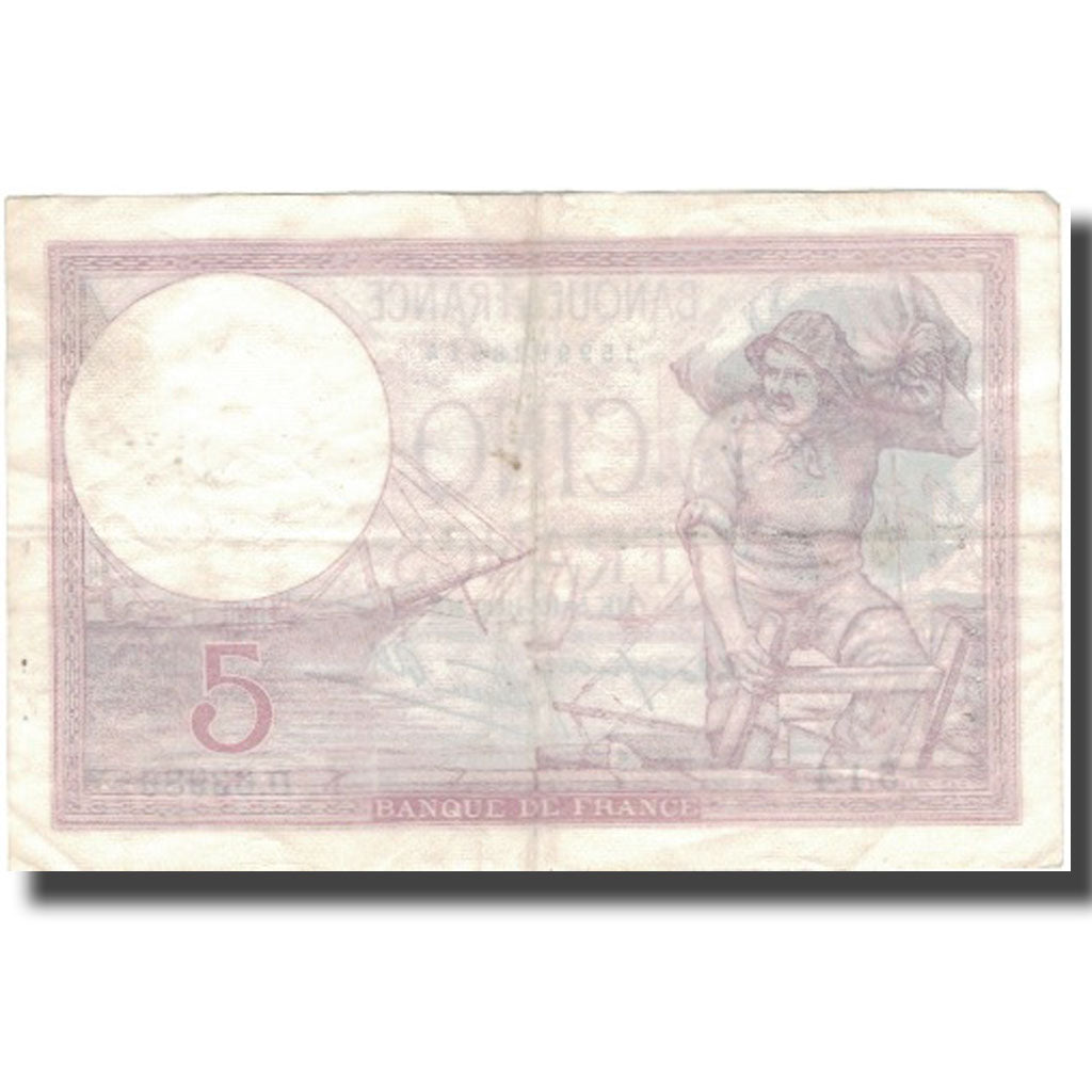 France, 5 Francs, Violet, 1939, 1939-10-05, TB+, Fayette:4.11, KM:83