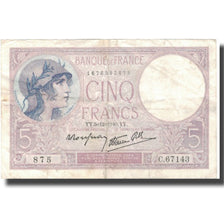 Francja, 5 Francs, Violet, 1940, 1940-12-05, VF(30-35), Fayette:4.16, KM:83