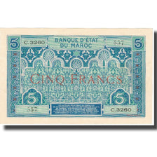 Banknote, Morocco, 5 Francs, 1924, 1924, KM:9, UNC(60-62)