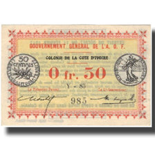 Banknote, Ivory Coast, .50 Franc, valeur faciale, 1917, 1917-11-02, KM:1a