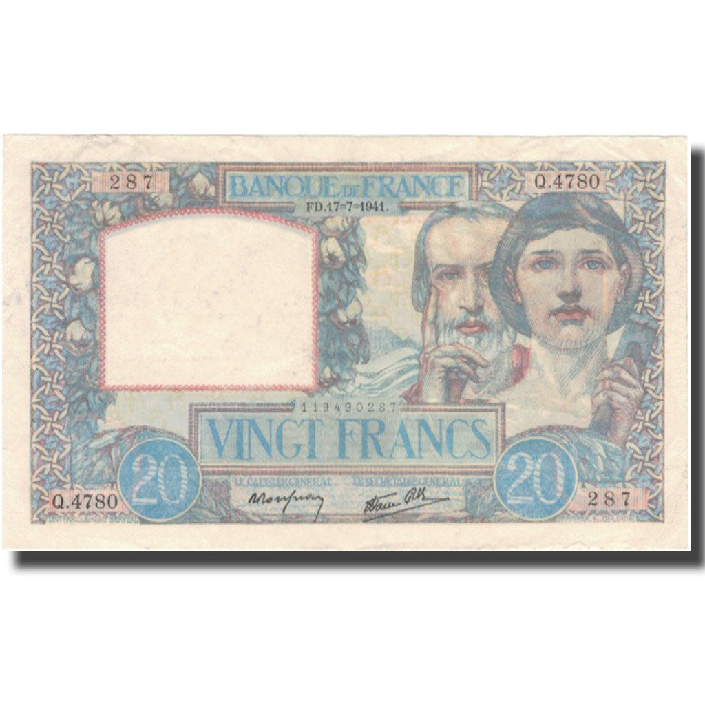 Frankrijk, 20 Francs, Science et Travail, 1941, 1941-07-17, SUP, Fayette:12.16