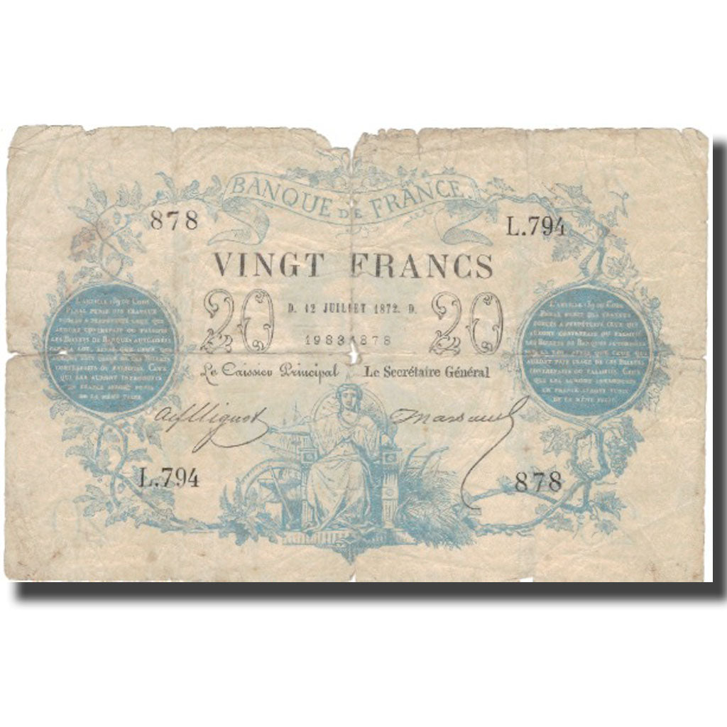 Frankreich, 20 Francs, 1872, 1872-07-12, SGE, KM:55