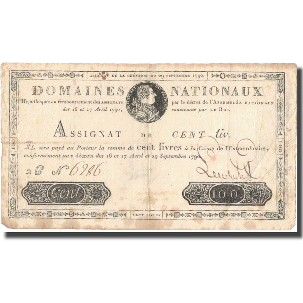 France, 100 Livres, 1790, 1790-09-29, EF(40-45), KM:A44A