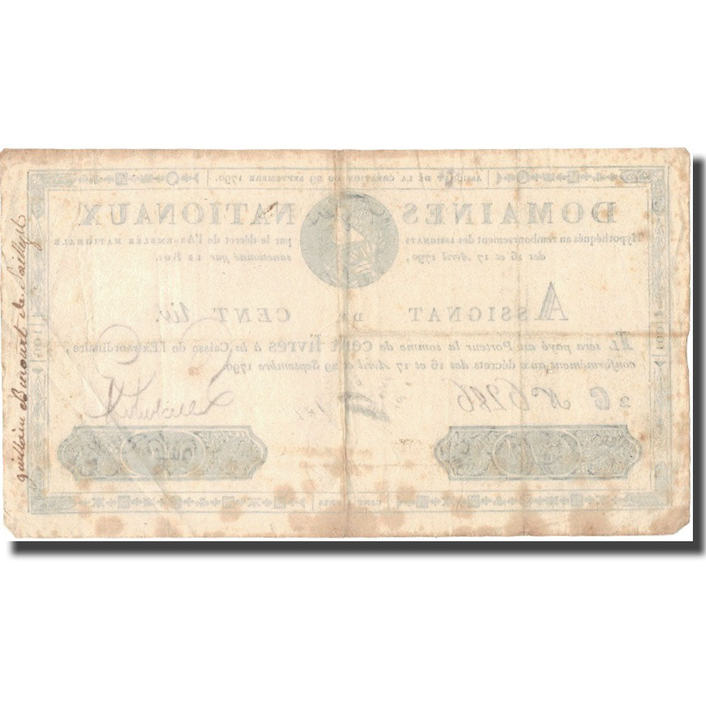France, 100 Livres, 1790, 1790-09-29, EF(40-45), KM:A44A
