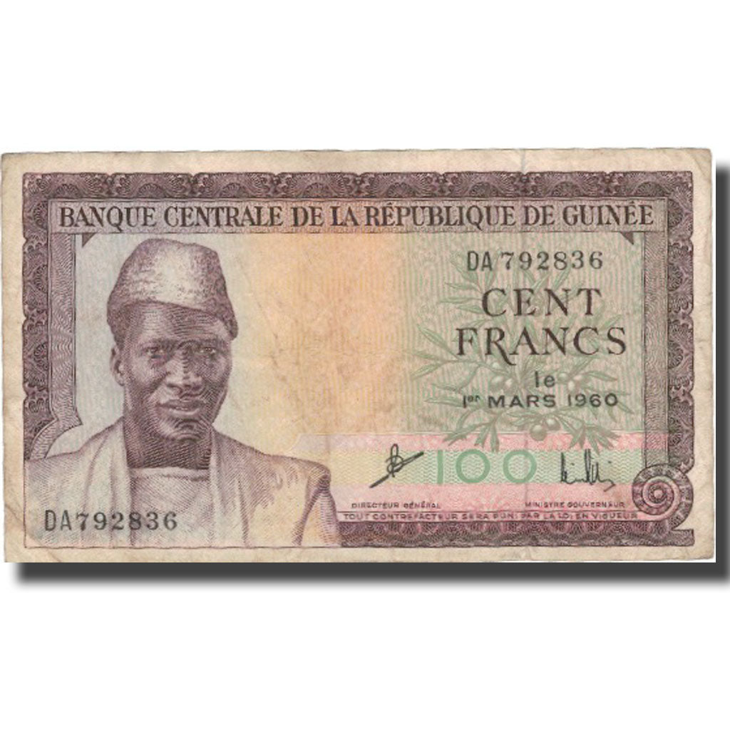 Banknote, Guinea, 100 Francs, 1960, 1960-03-01, KM:13a, VF(20-25)
