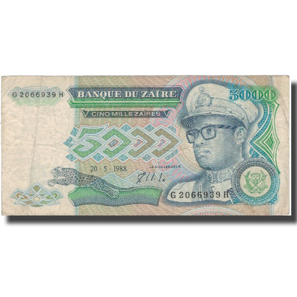 Billete, 5000 Zaïres, 1988, Zaire, 1988-05-20, KM:37b, BC
