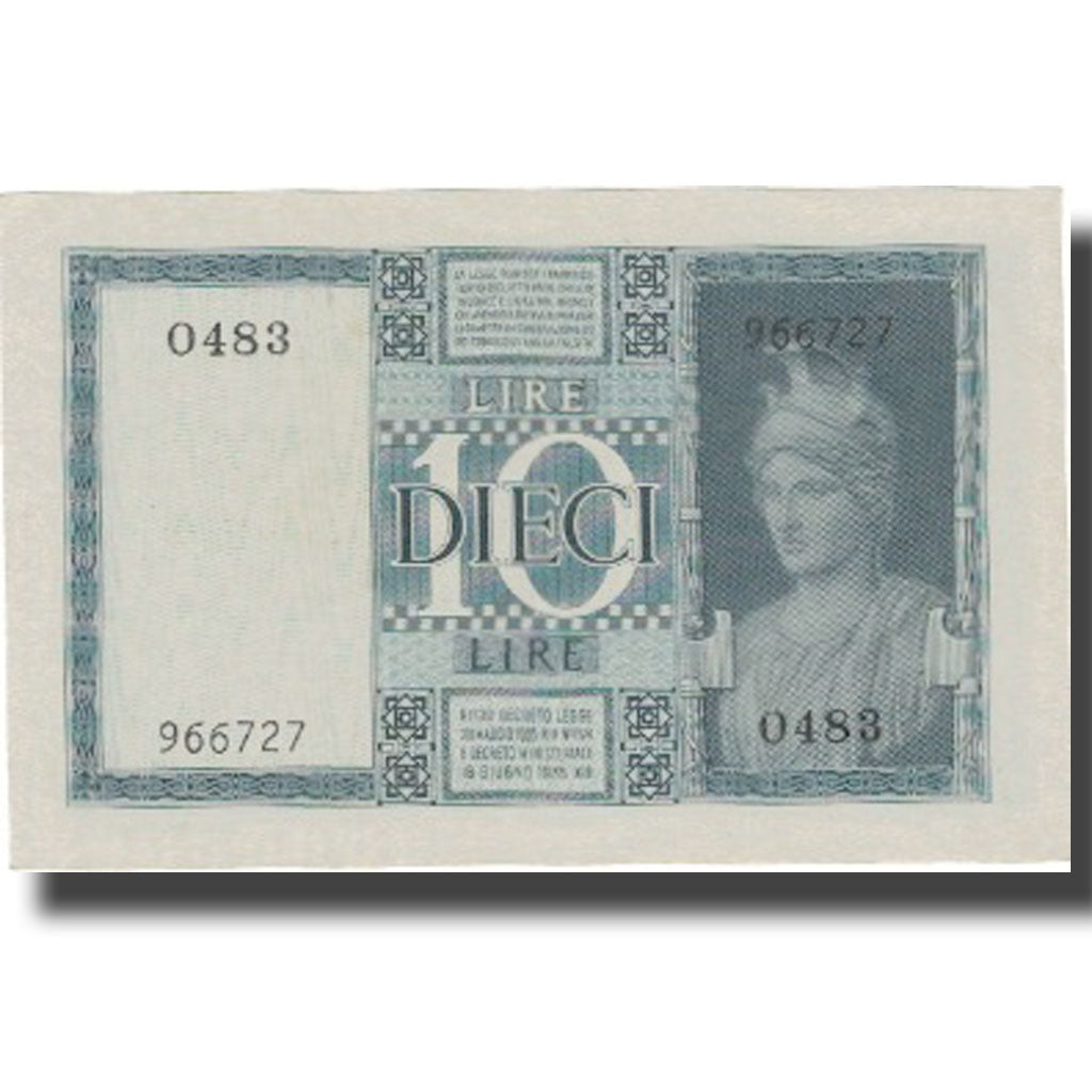 Banknote, Italy, 10 Lire, 1939, KM:25c, AU(55-58)