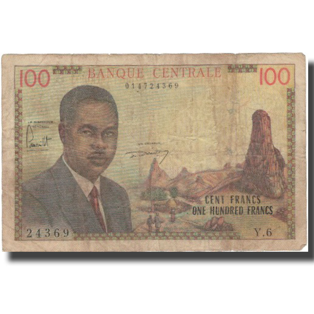 Banconote, Camerun, 100 Francs, 1962, KM:10a, B+