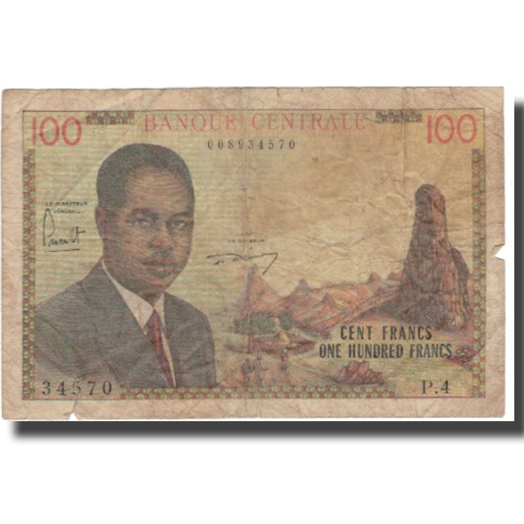 Banconote, Camerun, 100 Francs, 1962, KM:10a, B+