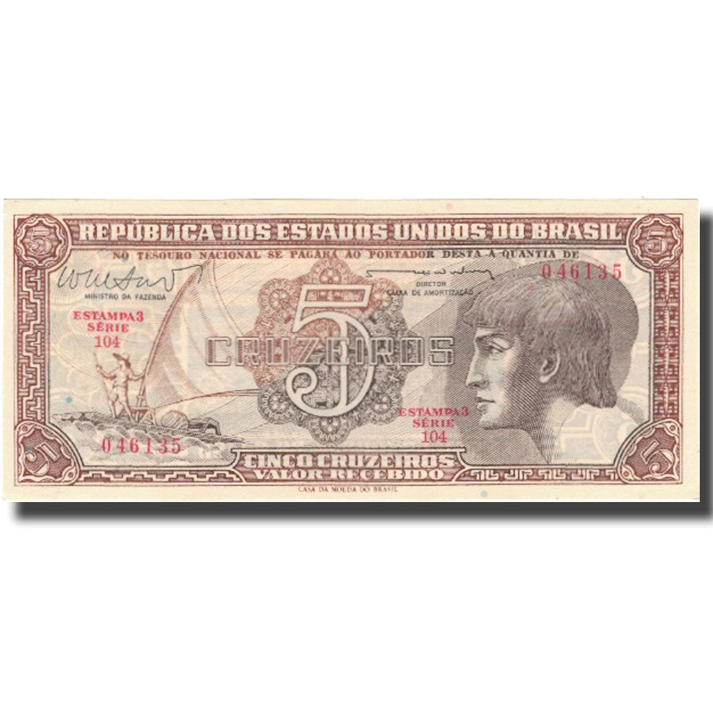 Nota, Brasil, 5 Cruzeiros, KM:166b, UNC(60-62)