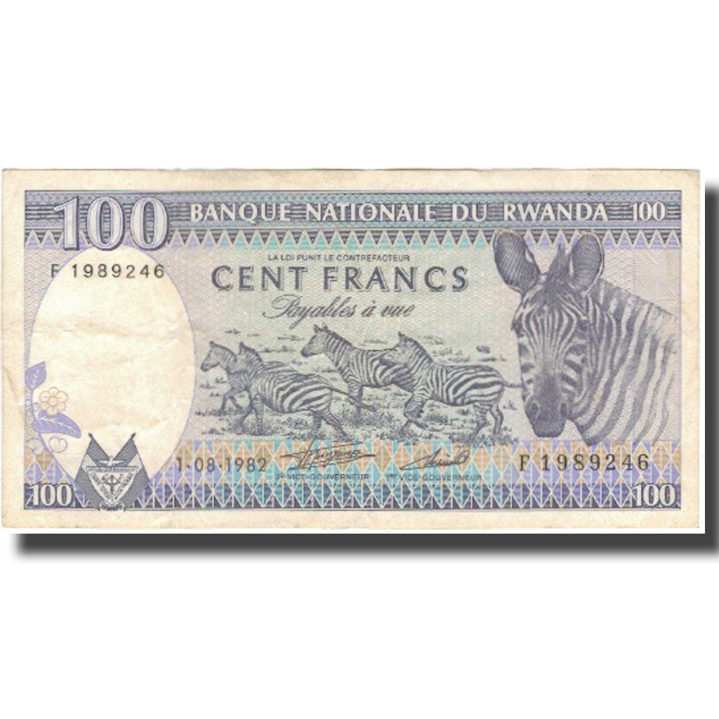 Banknote, Rwanda, 100 Francs, 1989, 1989-04-24, KM:19, VF(20-25)