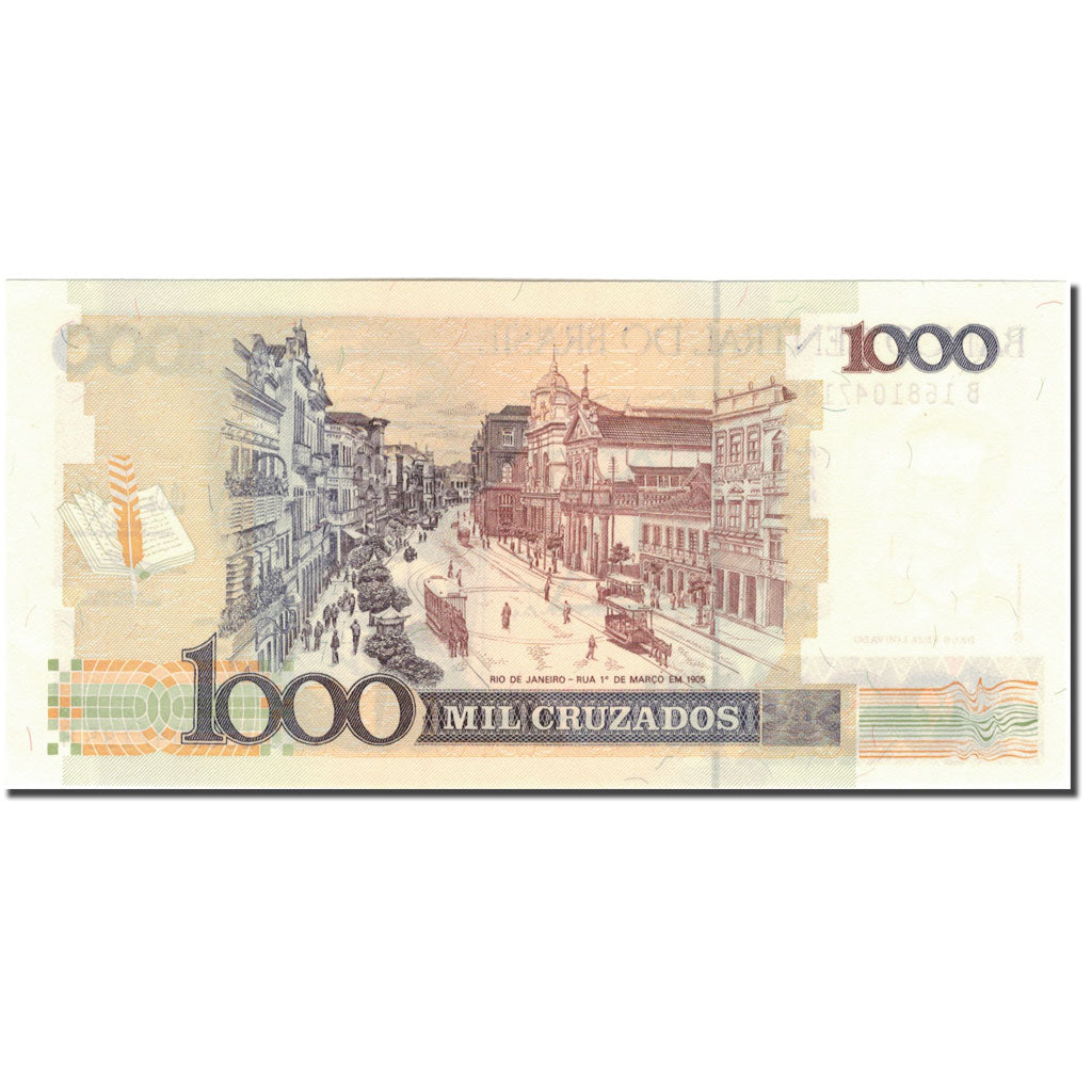 Nota, Brasil, 1 Cruzado Novo on 1000 Cruzados, 1989, KM:216a, AU(55-58)
