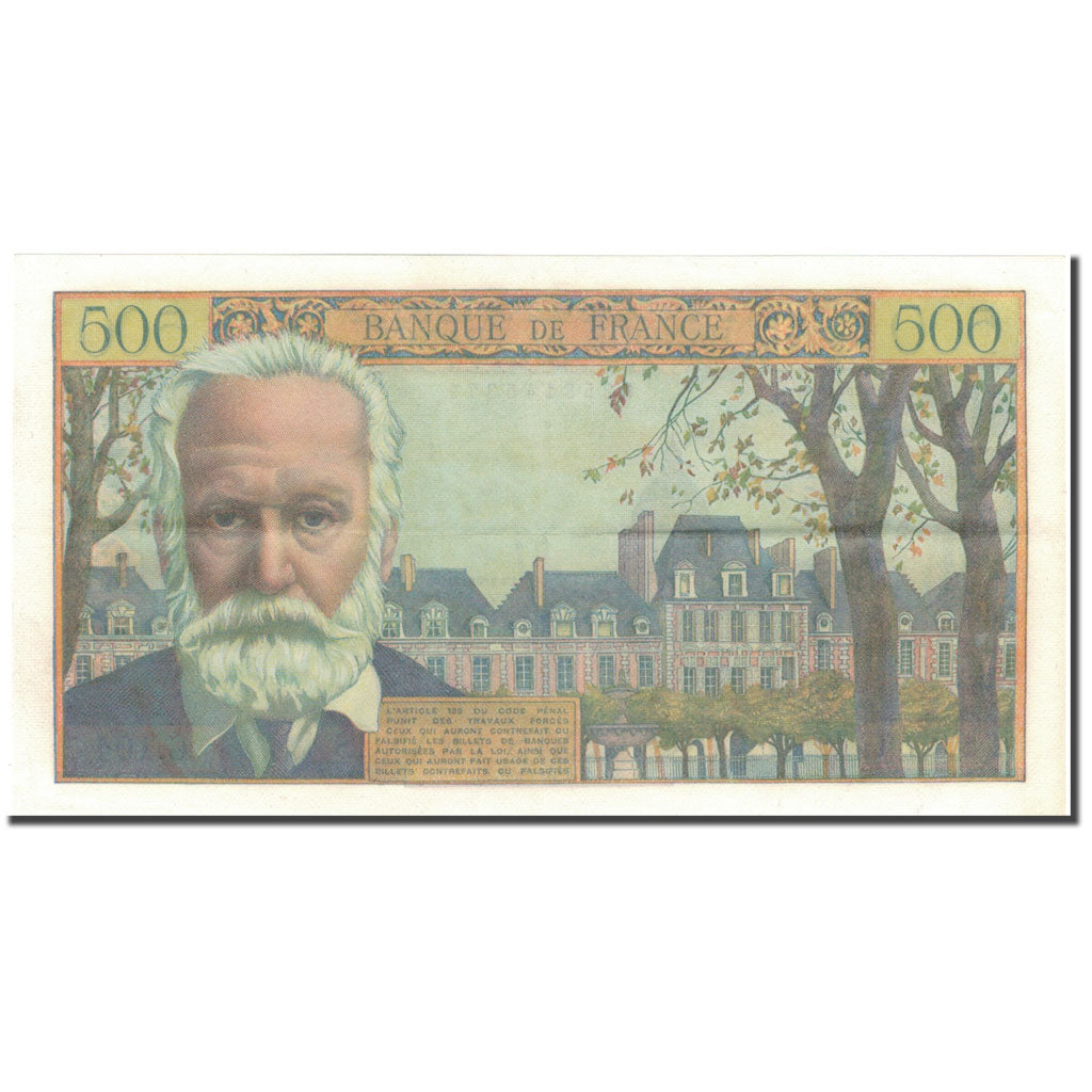 France, 500 Francs, Victor Hugo, 1958, 1958-09-04, AU(50-53), Fayette:35.10