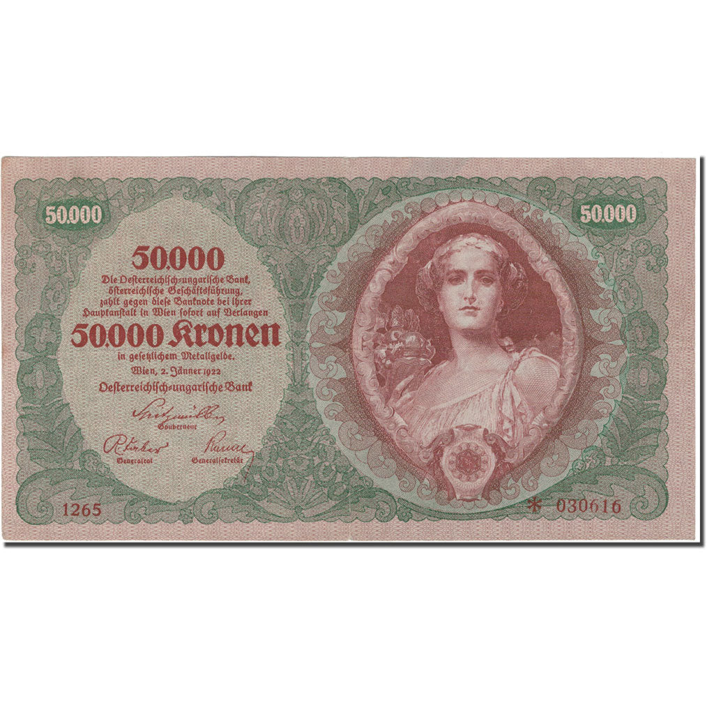 Nota, Áustria, 50,000 Kronen, 1922, 1922-01-02, KM:80, VF(20-25)