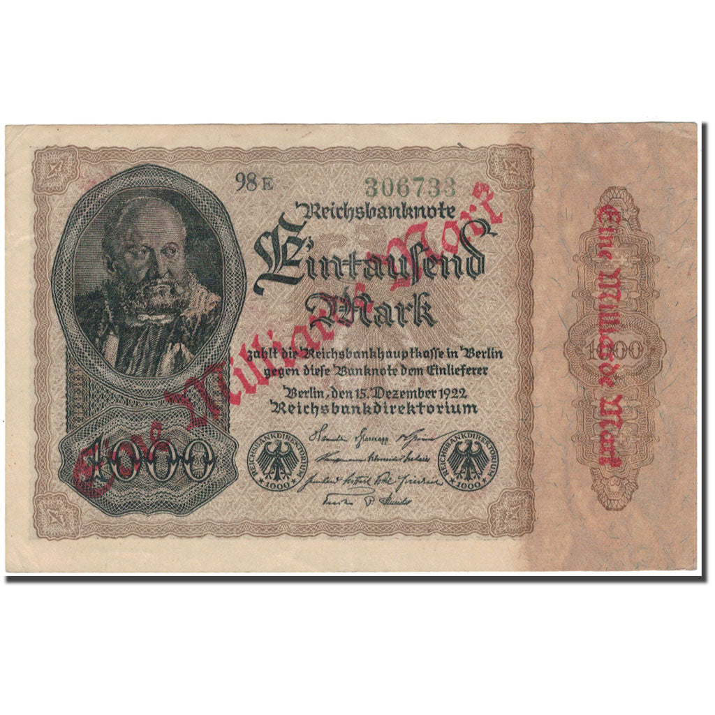 Banknote, Germany, 1 Milliarde Mark on 1000 Mark, 1922, 1922-12-15, KM:113a