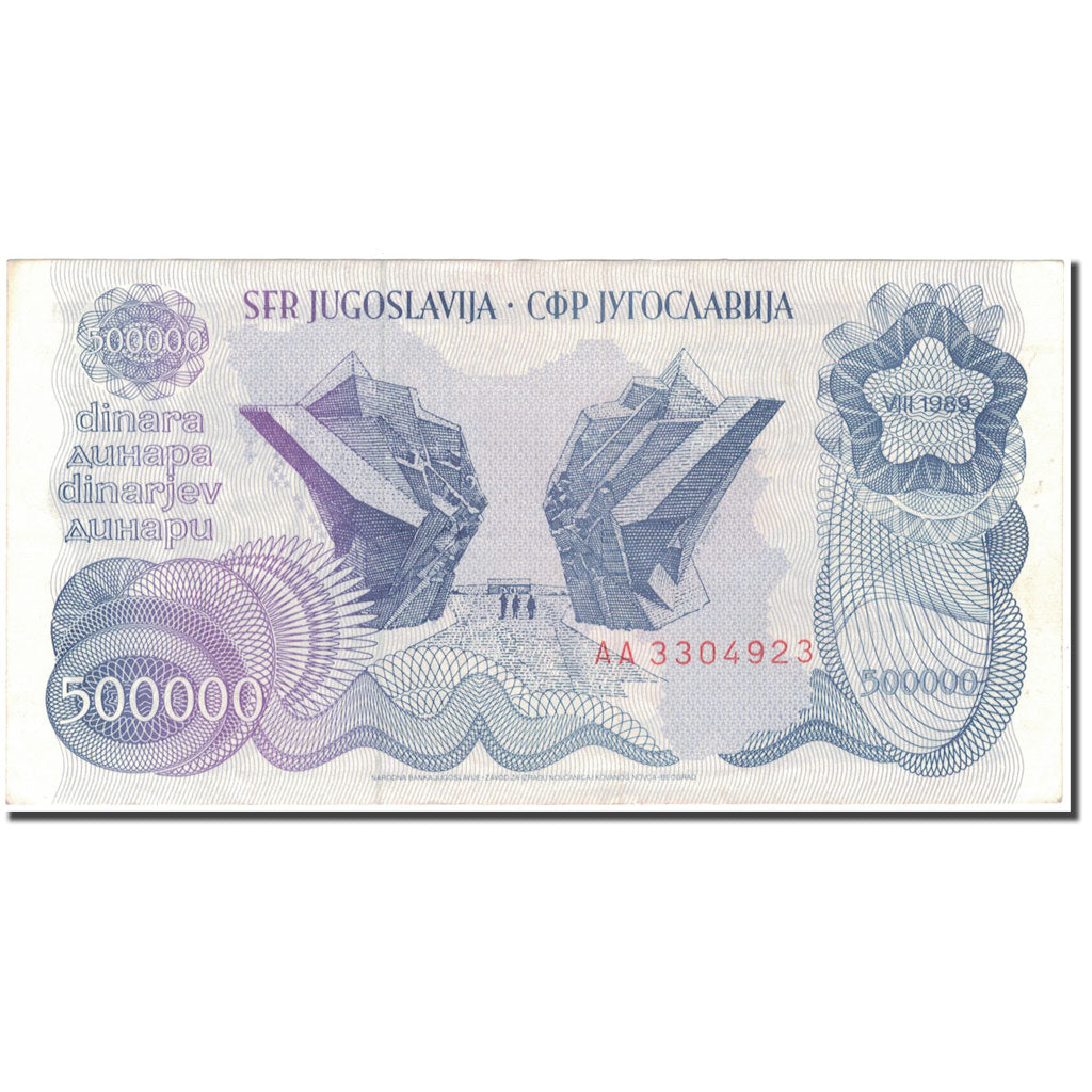 Banknote, Yugoslavia, 500,000 Dinara, 1989, 1989-08-01, KM:98a, EF(40-45)