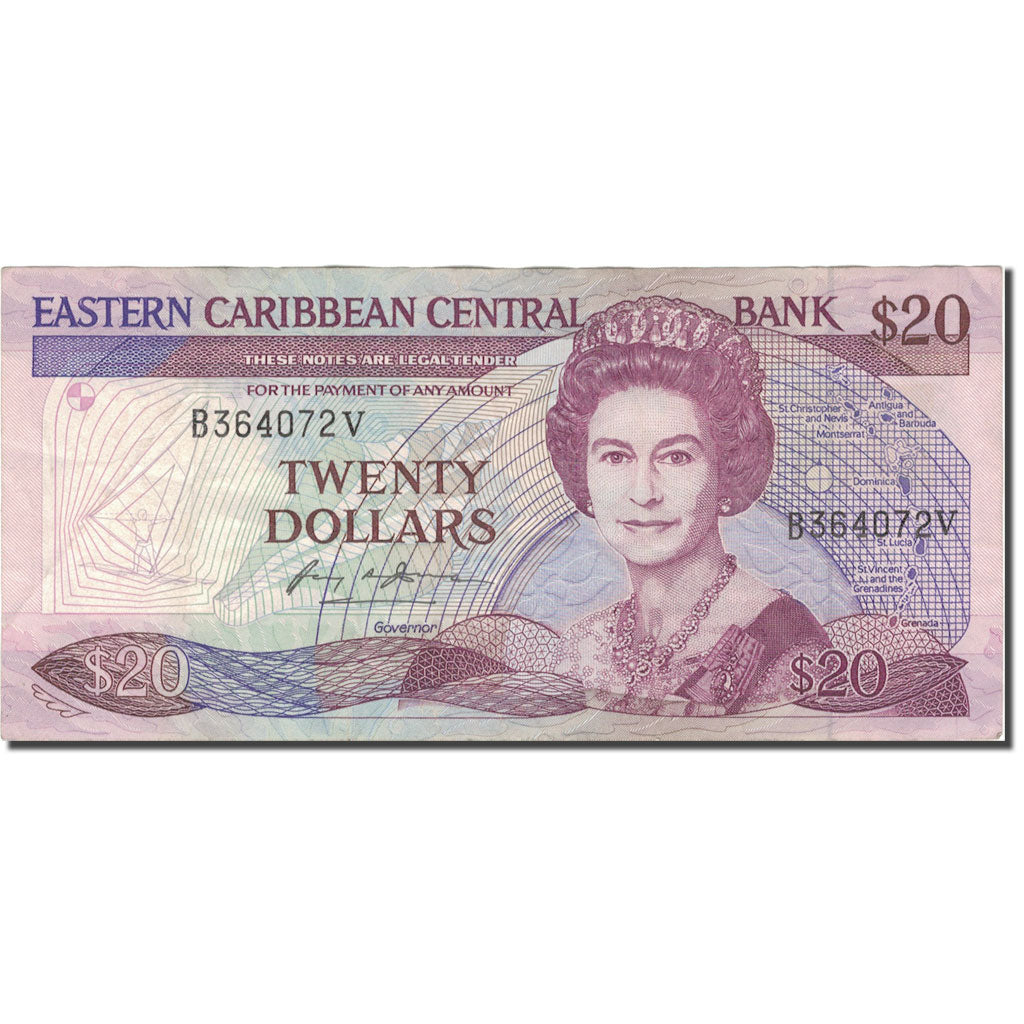 Billet, Etats des caraibes orientales, 20 Dollars, 1988-93, Undated (1988-93)